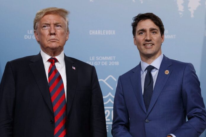 U.S. PRESIDENT DONALD TRUMP LEFT THE RECENT G7 SUMMIT IN A FURY ABOUT JUSTIN TRUDEAU AND VOWING AN ESCALATED TRADE WAR. CANADIANS ARE RESPONDING BY GOING TRUMP-FREE AT THE GROCERY STORES – BUT IT WILL LIKELY BE SHORT-LIVED. (AP PHOTO/EVAN VUCCI)