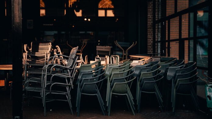 Empty restaurant terrace during the corona threat