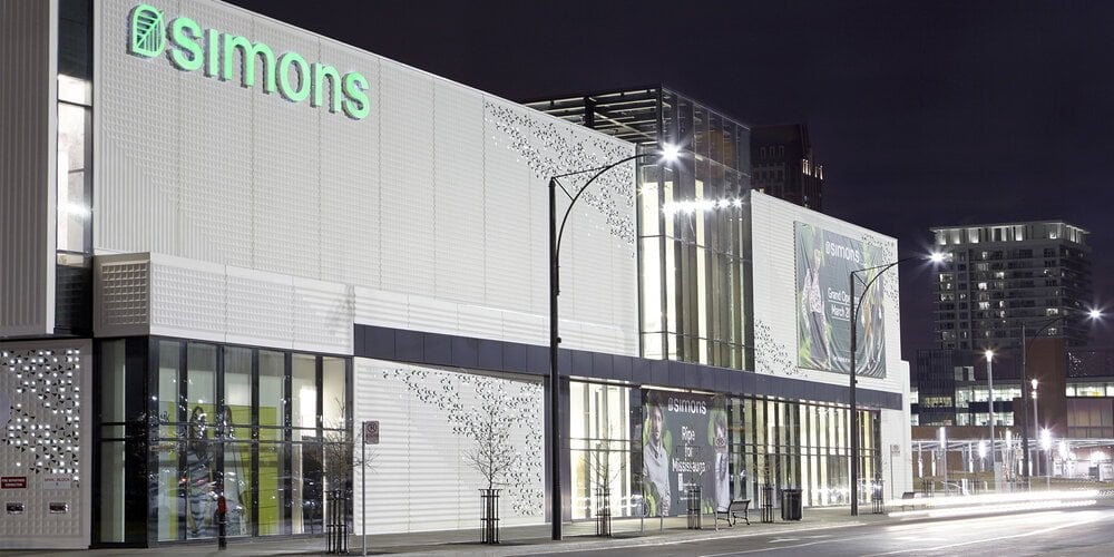 Exterior of Simons store at Square One in Mississauga. Photo: Simons