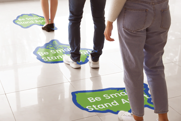 SOCIAL DISTANCING STICKER PRODUCED BY STICKERYOU
