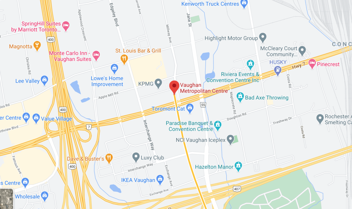 Click for interactive Google Map of Vaughan Metropolitan Centre and surrounding area.