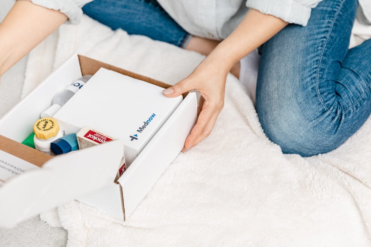 Mednow.ca customer opens medical delivery. Photo: Mednow.ca