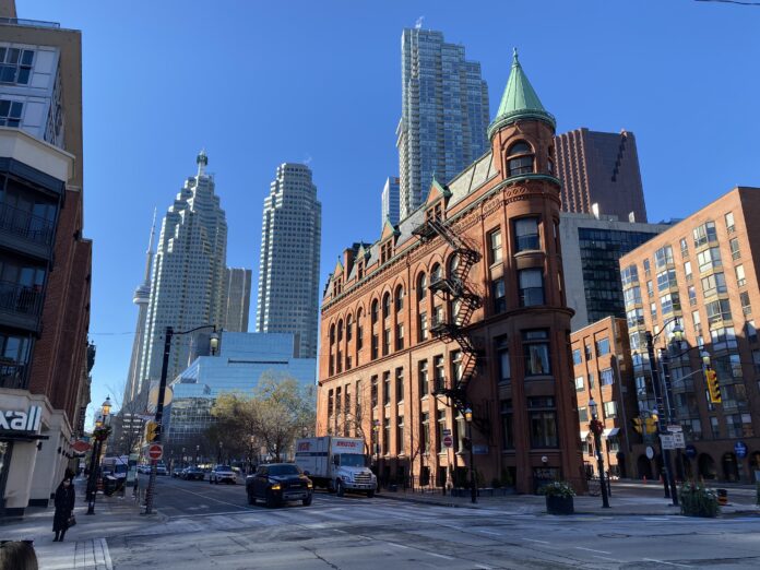 Flatiron Pub on a quiet Front Street East in Toronto. Photo: Dustin Fuhs
