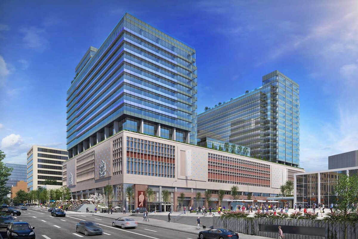 Exterior of 'The Post' in Vancouver. Rendering: QuadReal