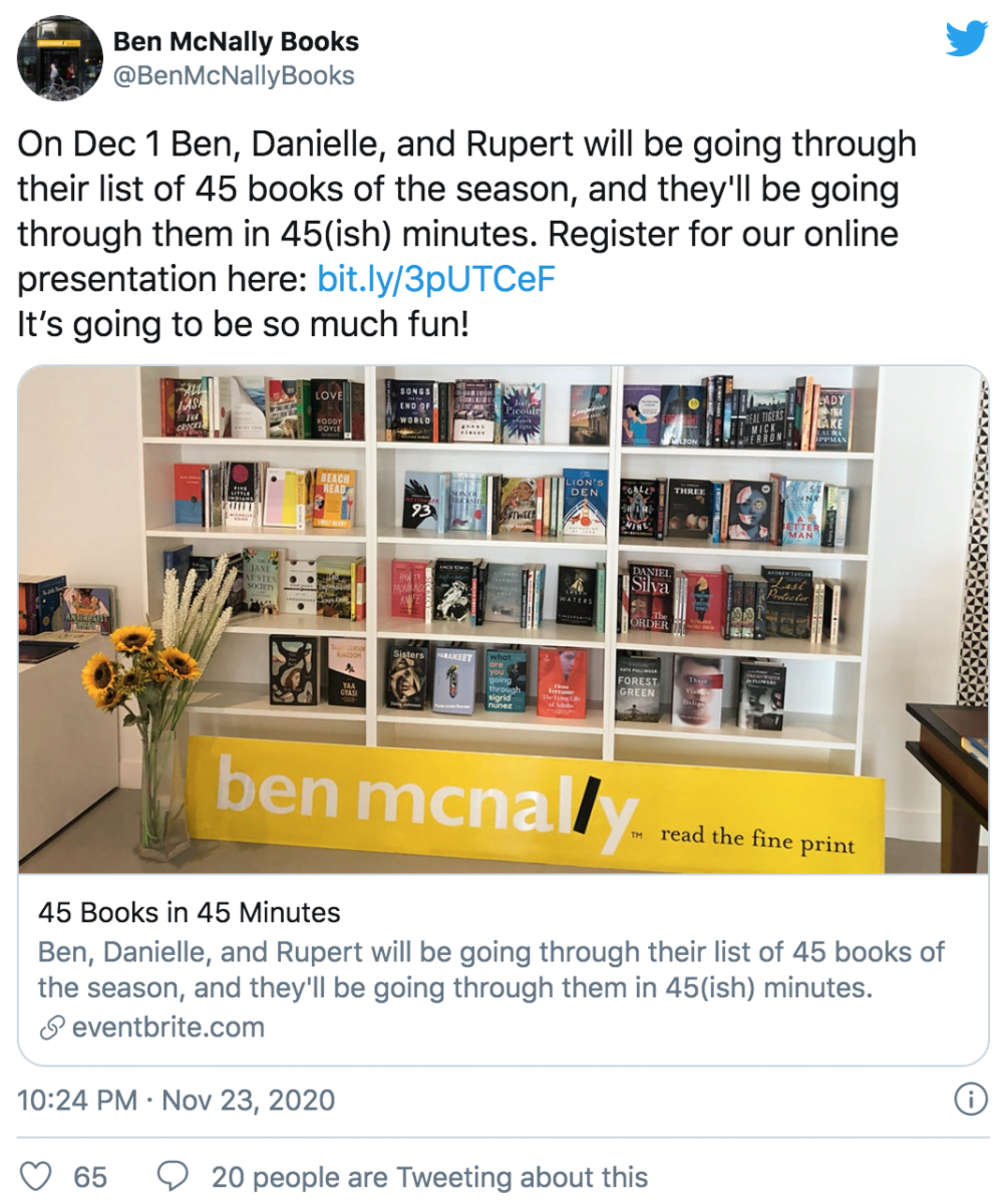 Screenshot of Ben McNally Books Twitter page