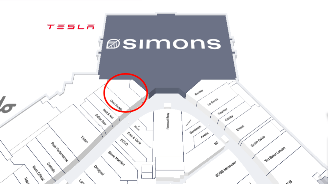 Map of CF Carrefour Laval showing location of new Club Monaco store