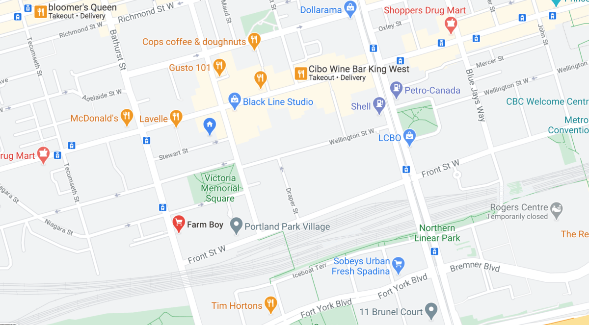 Click for interactive Google Map of Front and Bathurst neighbourhood
