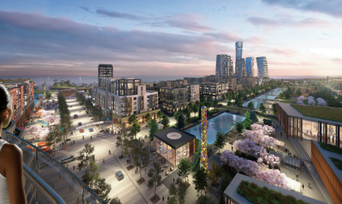 Rendering of Lakeview Village mixed-use property Rendering of Lakeview Village - Cicada Design | ©Lakeview Community Partners Limited