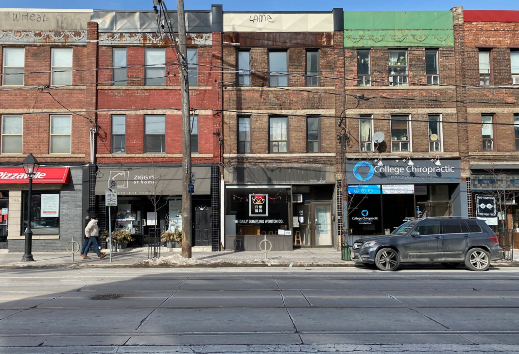 A quiet College Street West in Toronto in January 2021. Photo: Dustin Fuhs