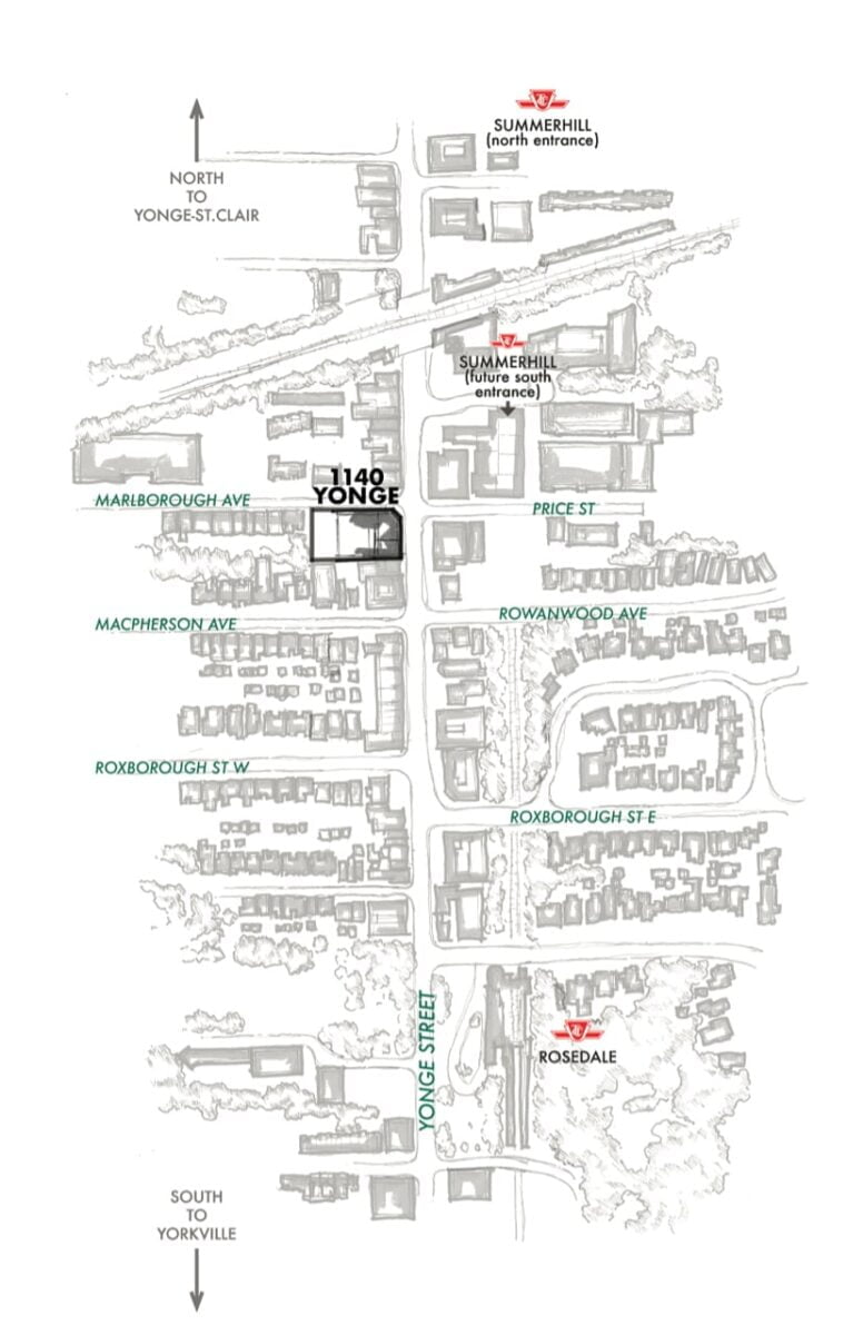 Map of the surrounding area. Image: 1140Yonge 