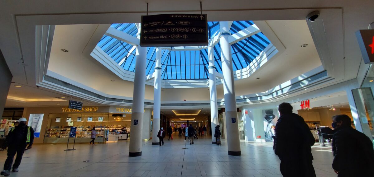 Richmond Centre atrium between The Face Shop and H&M.