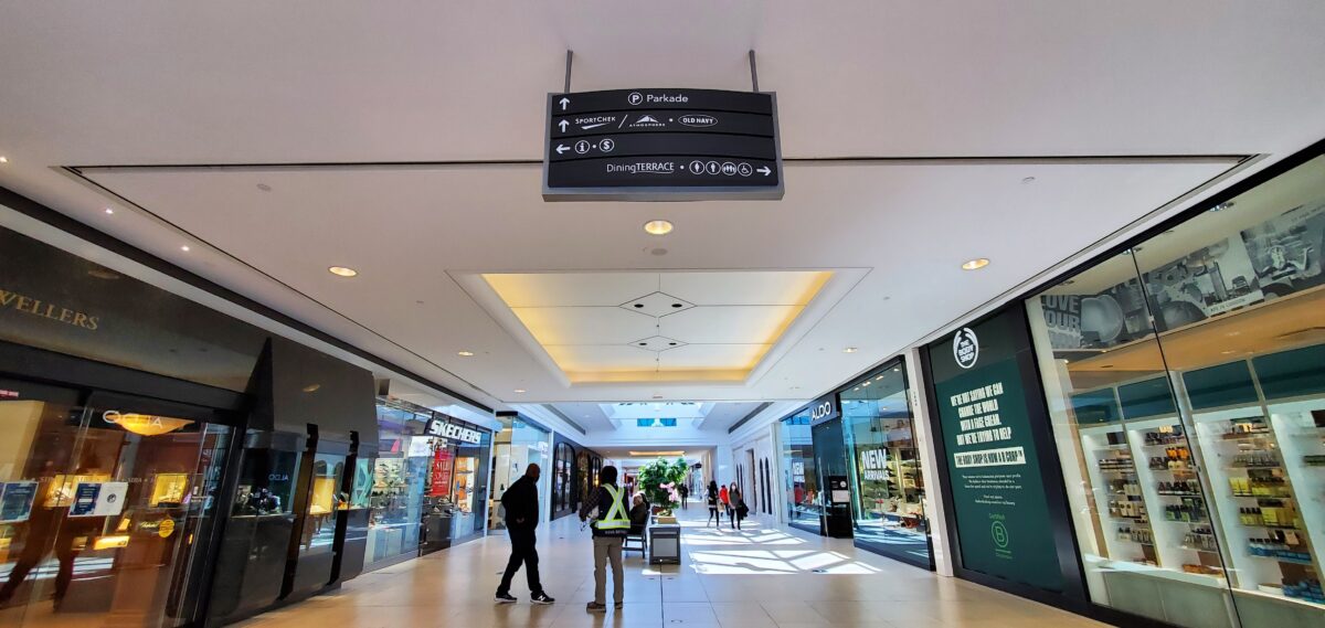 Richmond Centre corridor by Sketchers and Aldo Shoes.