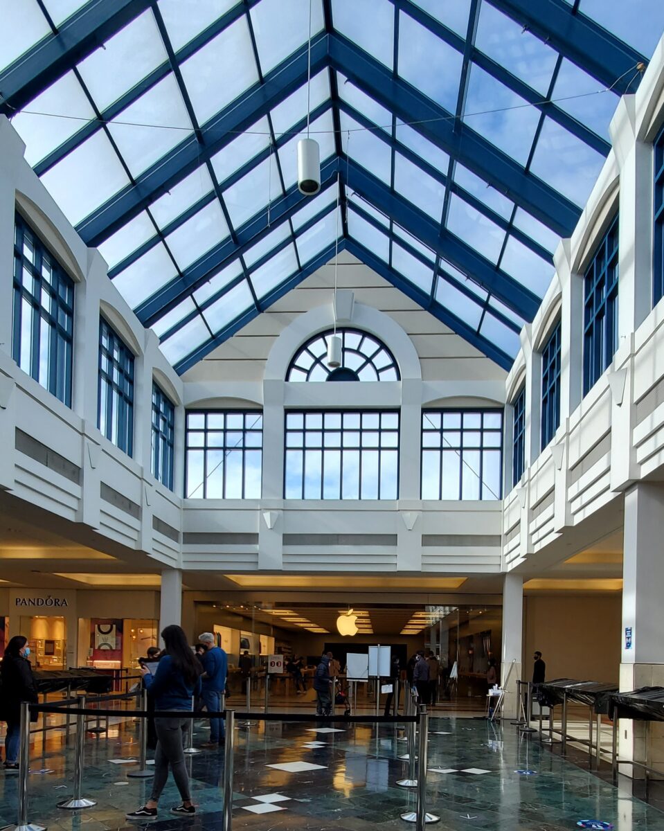Richmond Centre corridor by Pandora and Apple.