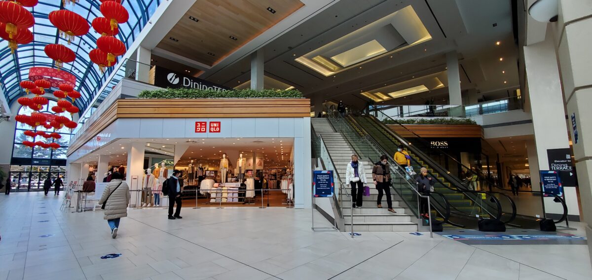 Stairs/Escalators from Galleria (by Uniqlo) to the Dining Terrace at Richmond Centre.
