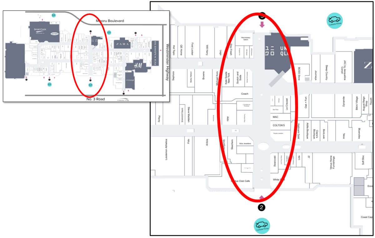 Centre Tour Zone on Mall Map of CF Richmond Centre