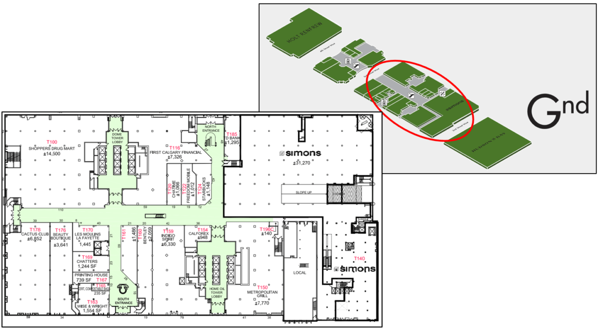 Ground Level at base of the main "The Core" building