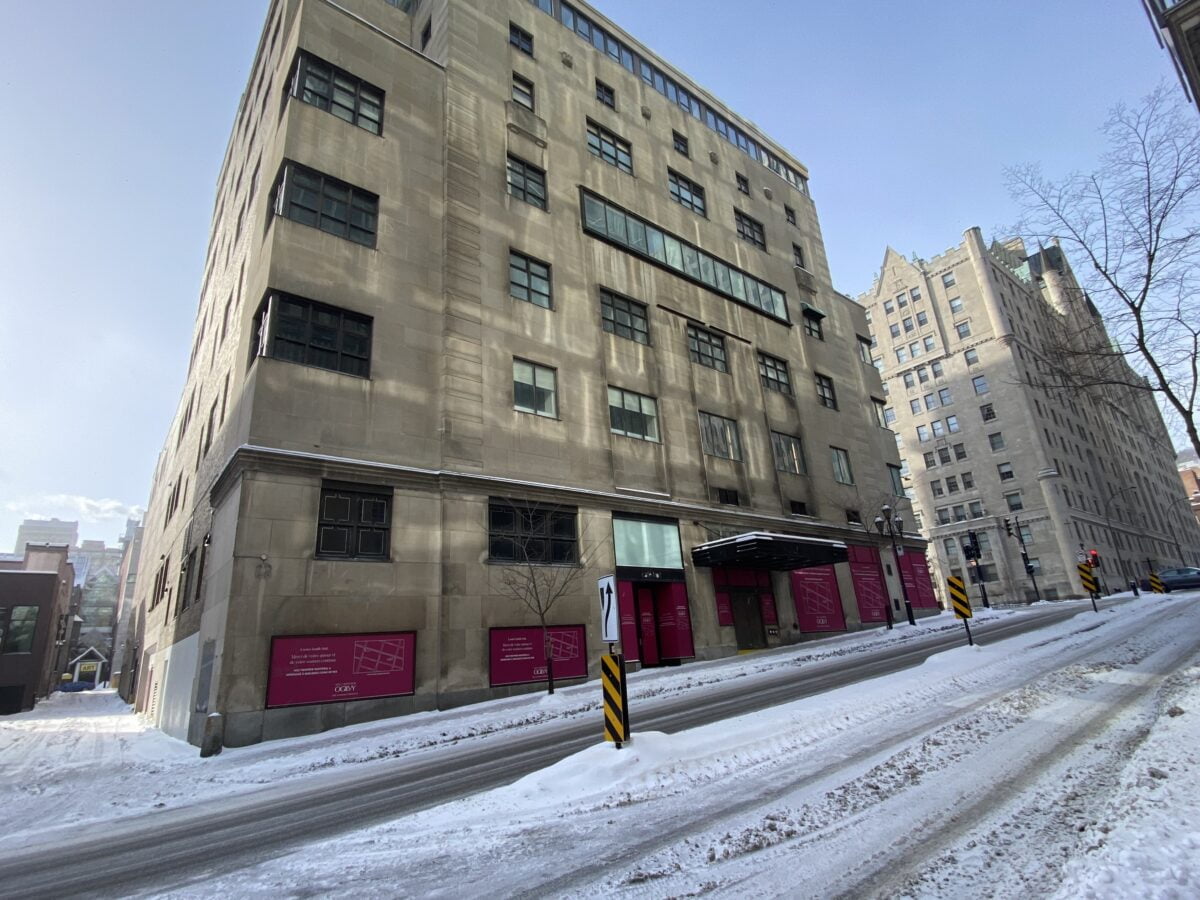 Old Holt Renfrew location from Rue De La Montagne in Montreal