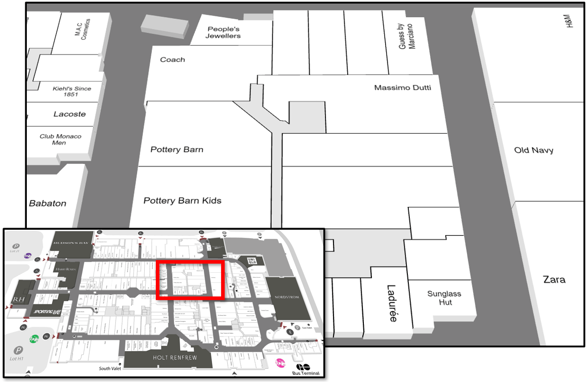 Map of Middle/Core Zone at Yorkdale