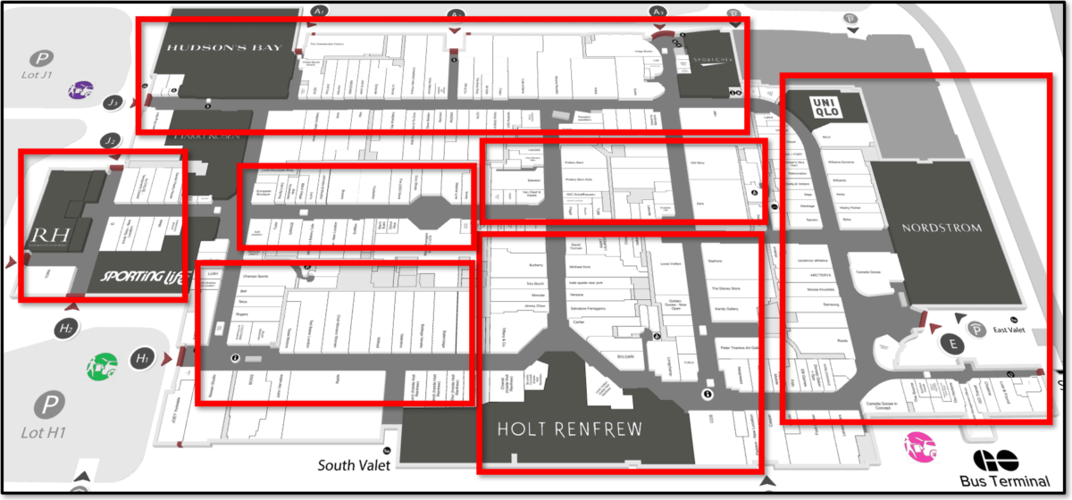 Yorkdale Tour Zones