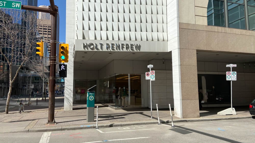 Holt Renfrew entrance at "The Core" in Calgary
