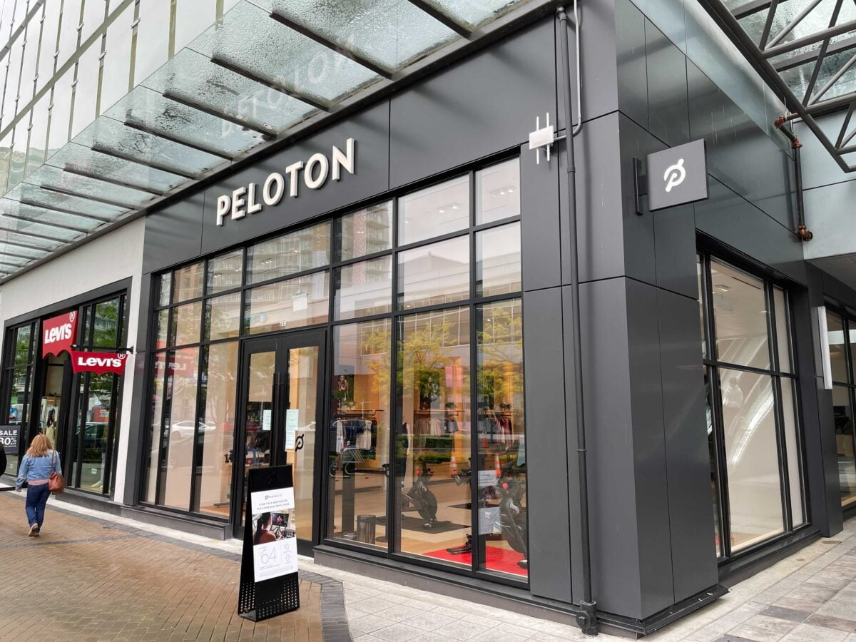 Peloton at Park Royal in West Vancouver in May 2020.