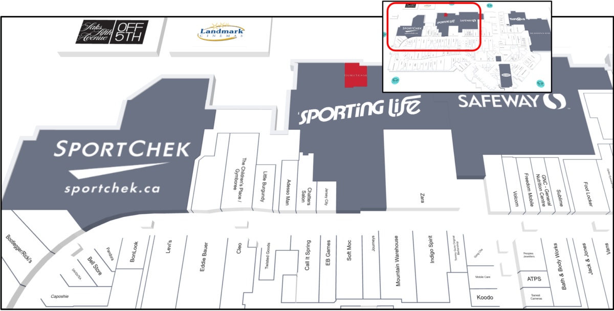 Upper Left (South West Corner) Map of CF Market Mall