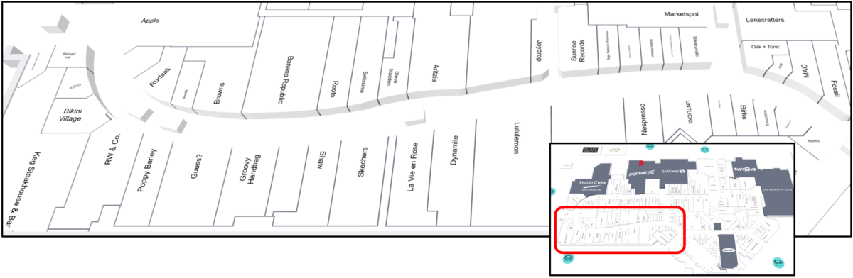 Lower Left (South East Corner) Map of CF Market Mall