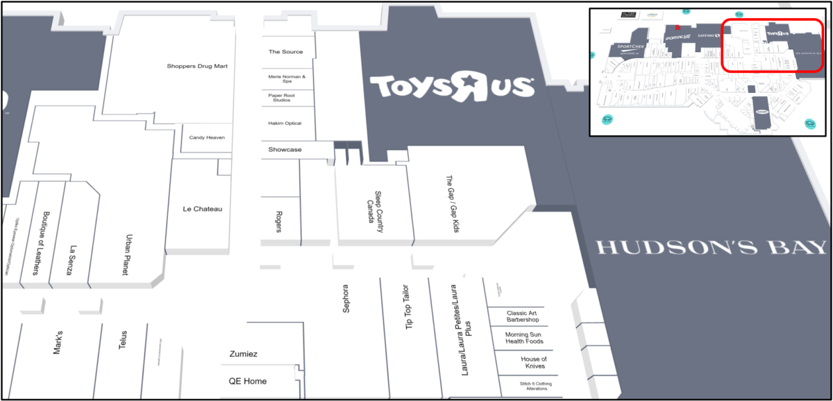 Upper Right (North West Corner) Map of CF Market Mall