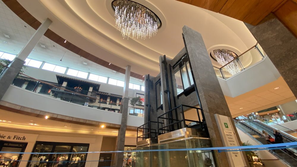 Architectural feature in the northeast section of the lower level at CF Chinook Centre