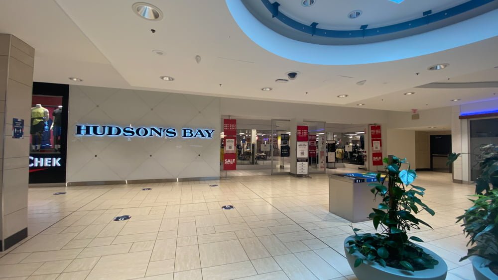 Hudson's Bay entrance on upper level in CF Chinook Centre