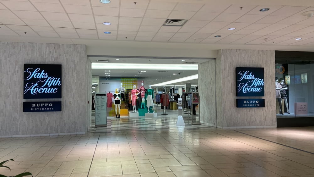 Saks Fifth Avenue Entrance on second level in CF Chinook Centre