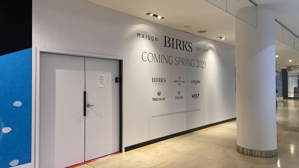 Birks "Coming Soon" at "The Core" in Calgary