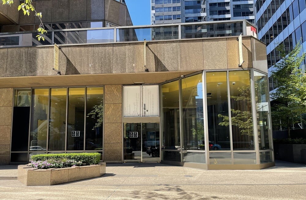 Former TWG Tea Salon & Boutique location at 1070 W Georgia Street in Vancouver (June 2021)