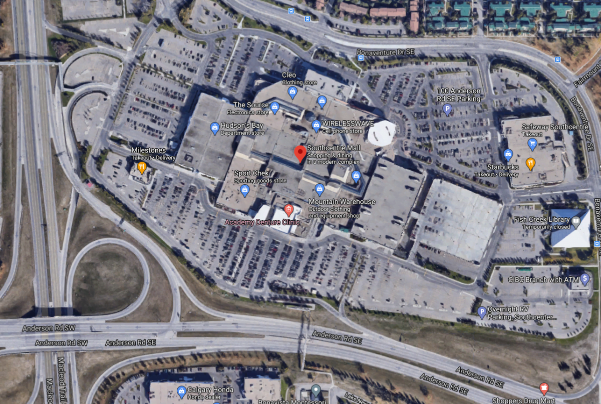Google Satellite Map of "SouthCentre Mall" in Calgary