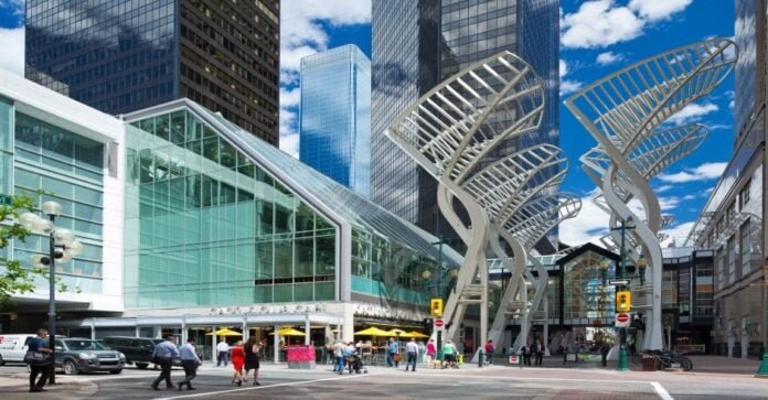 The CORE from Stephen Avenue Mall (8th Ave SW) in Calgary.