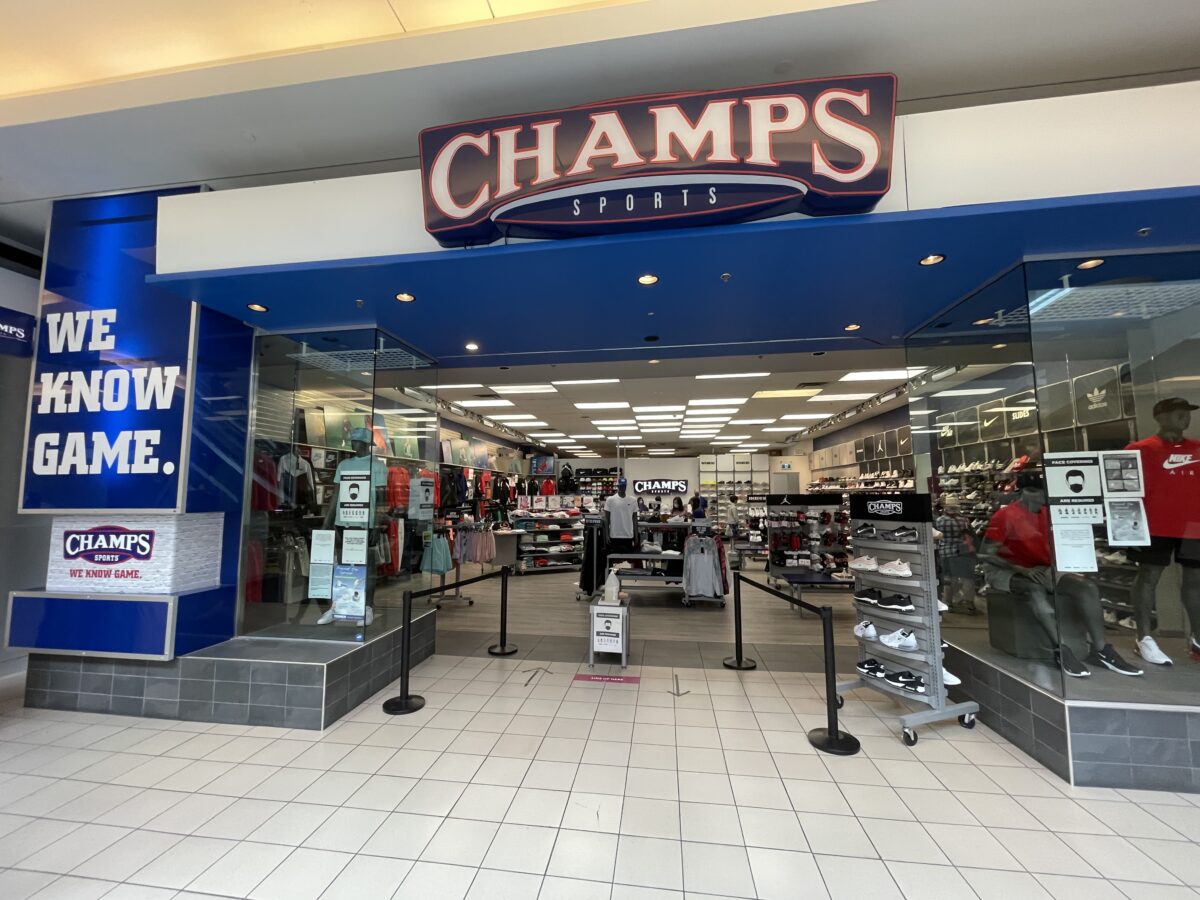 Champs Sport on ground/lower level at Metropolis at Metrotown (July 2021)