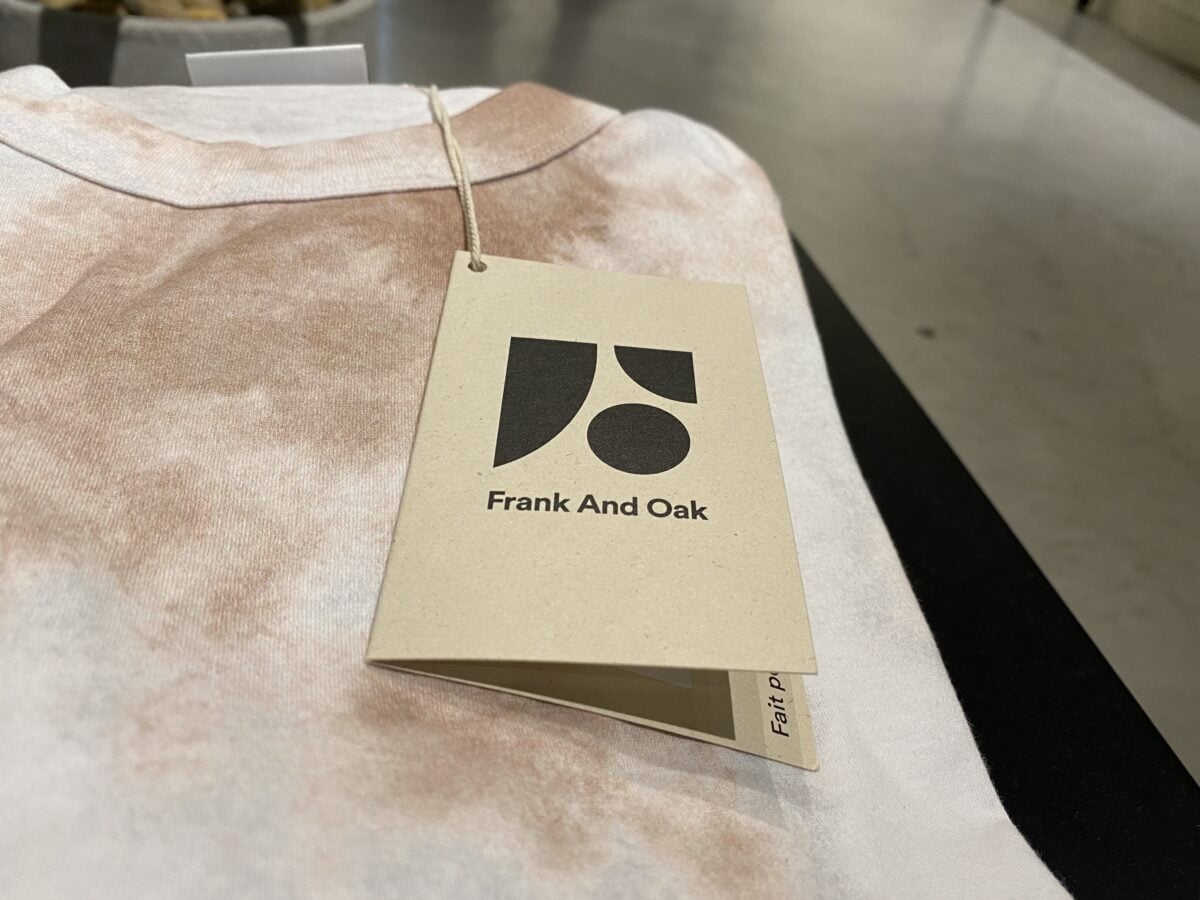 Frank and Oak product tag