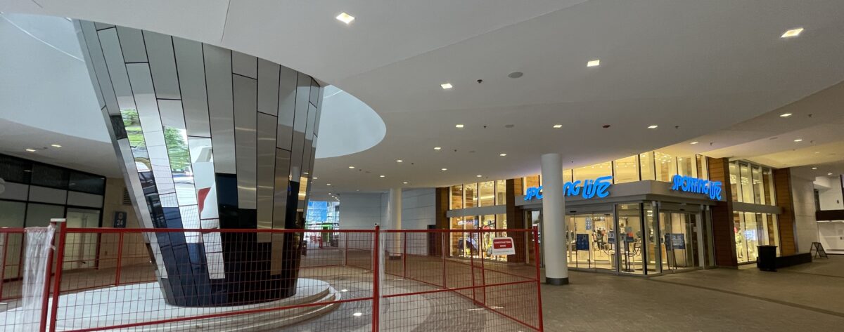 Sporting Life exterior from ground/parkade level at The Amazing Brentwood
