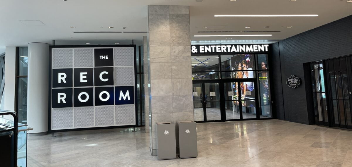 The Rec Room entrance on 2nd level from "The Grand Lobby" at The Amazing Brentwood.