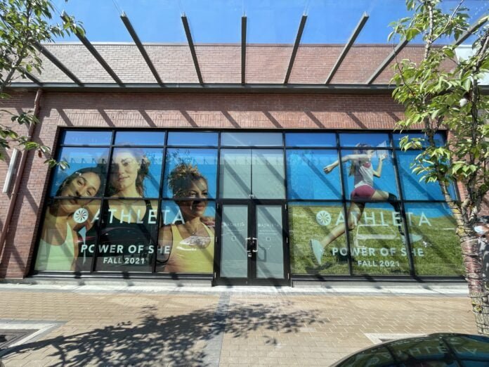 Athleta construction signage at Park Royal Shopping Centre (July 2021)