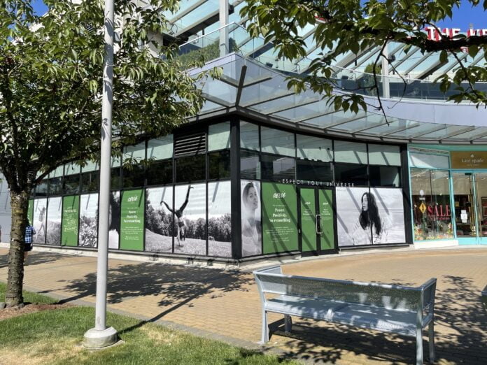 Aerie construction signage at Park Royal Shopping Center in West Vancouver (July 2021)