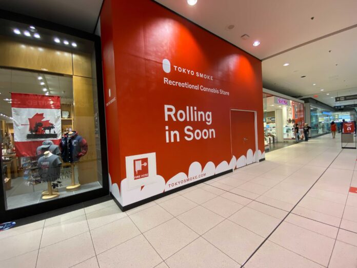 Tokyo Smoke construction hoarding at CF Toronto Eaton Centre