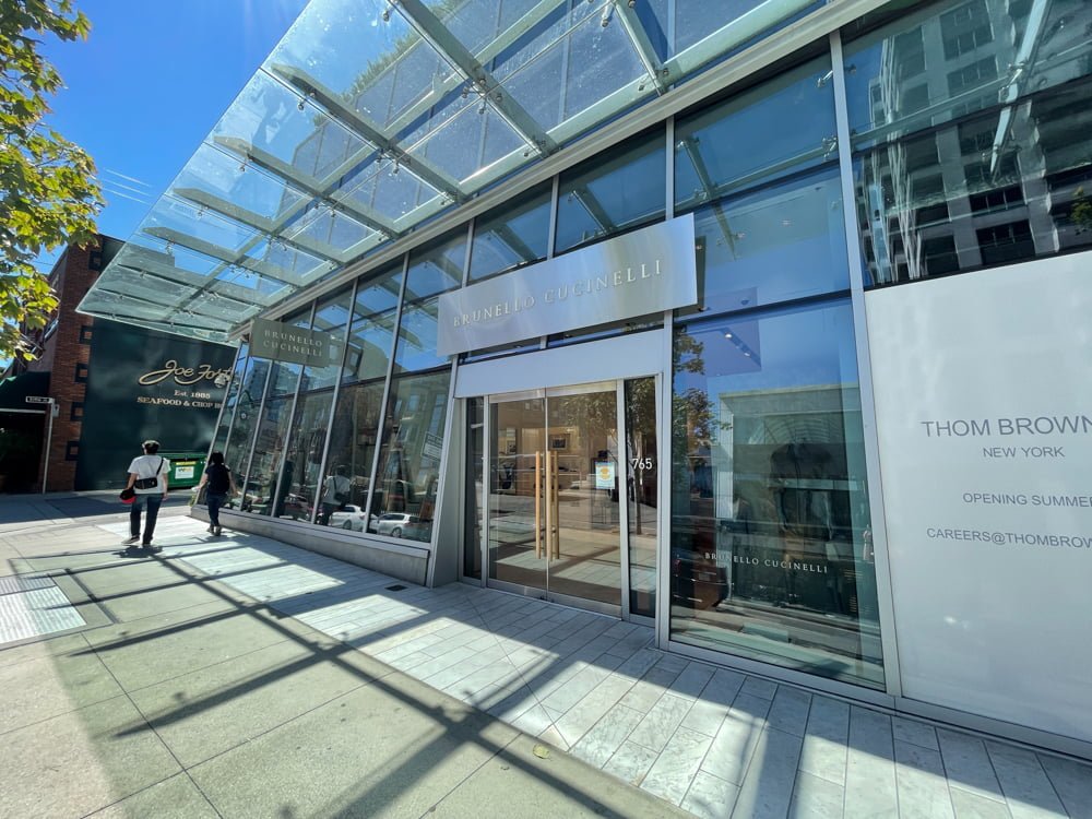 Brunello Cucinelli on Thurlow Street at Alberni Street in Vancouver (June 2021)