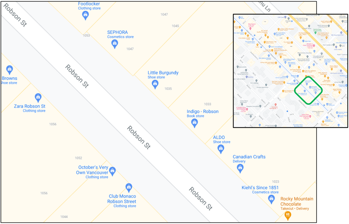 Middle of the 1000 Block of Robson Street  in Vancouver
