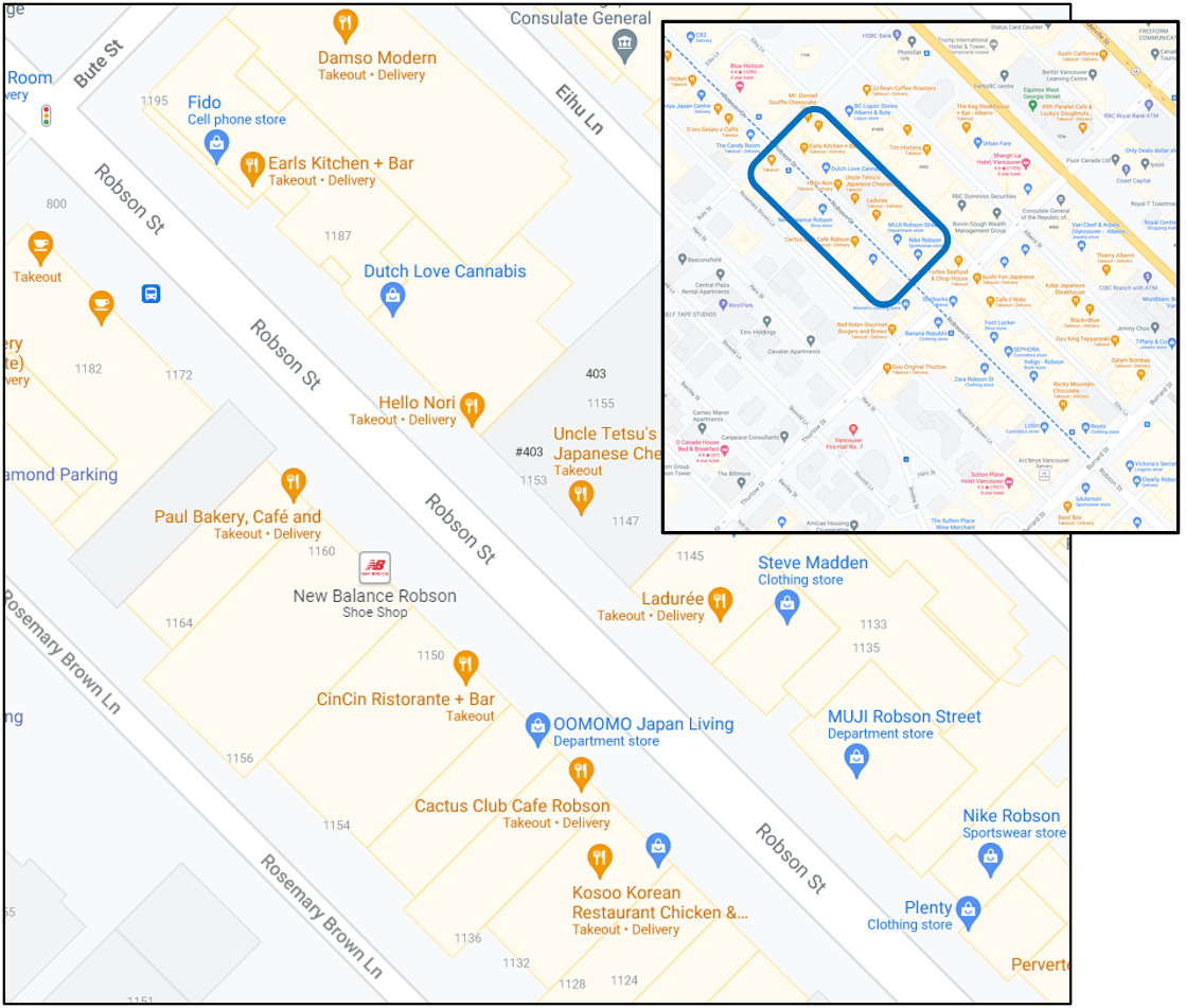 1100 block of Robson Street in Vancouver