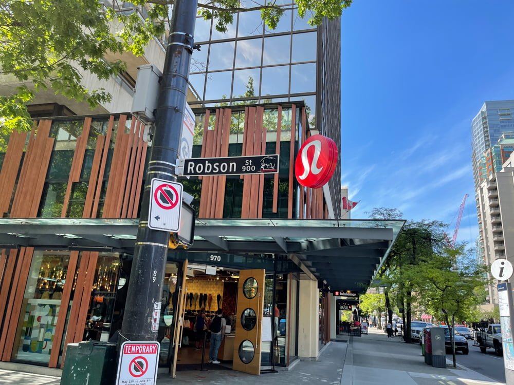 Intersection of Robson and Burrard (June 2021)
