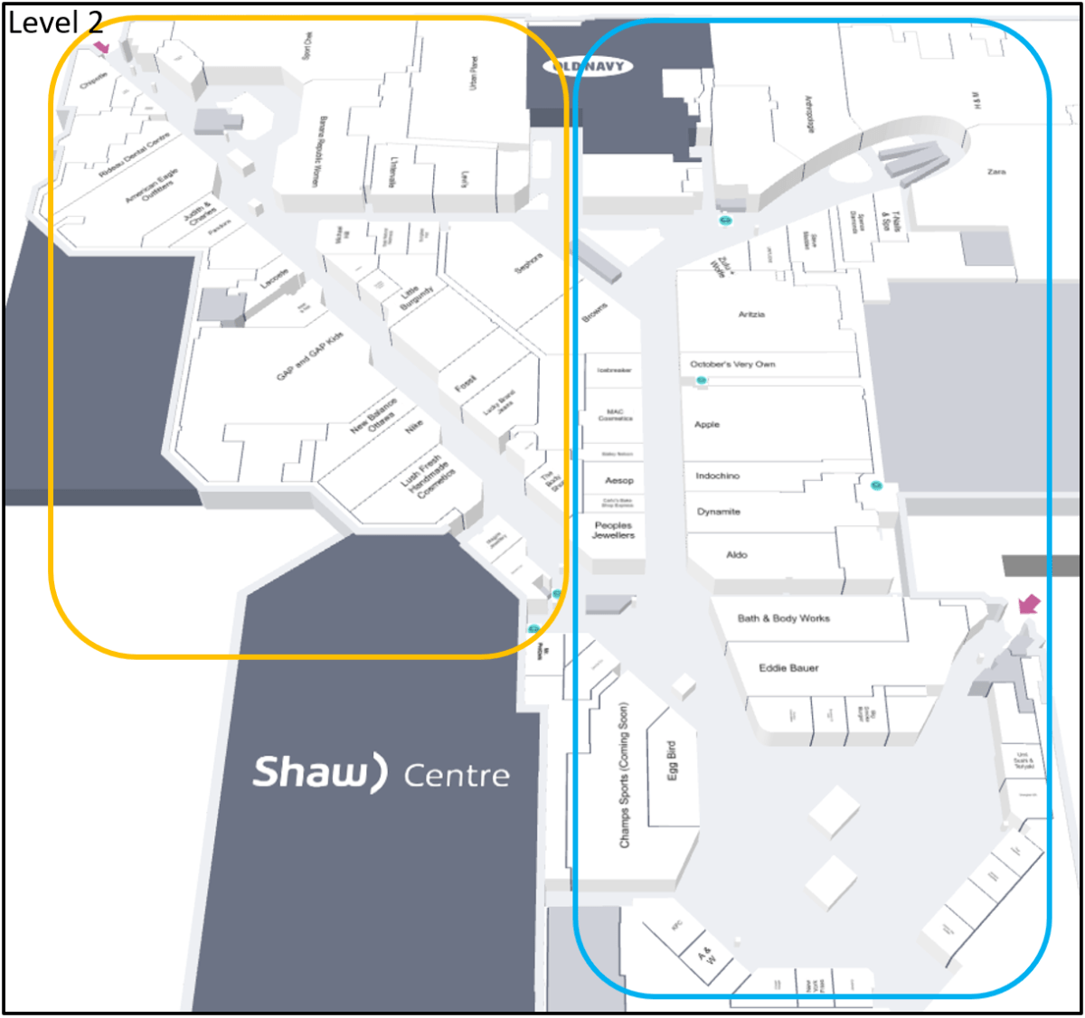 Level 2 of CF Rideau Centre in Ottawa