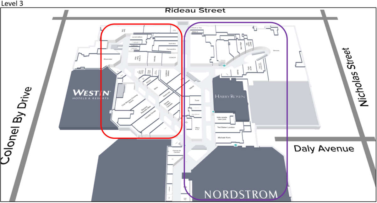 Level 3 of CF Rideau Centre in Ottawa.
