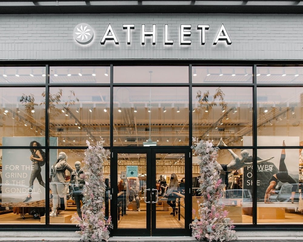 Main entrance of Athleta at Park Royal Shopping Centre in West Vancouver, BC.