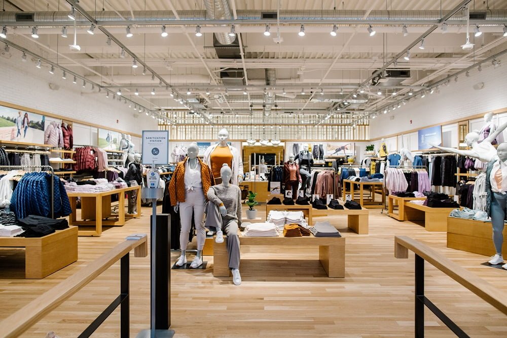 Interior of Athleta at Park Royal Shopping Centre in West Vancouver, BC (September 2021).